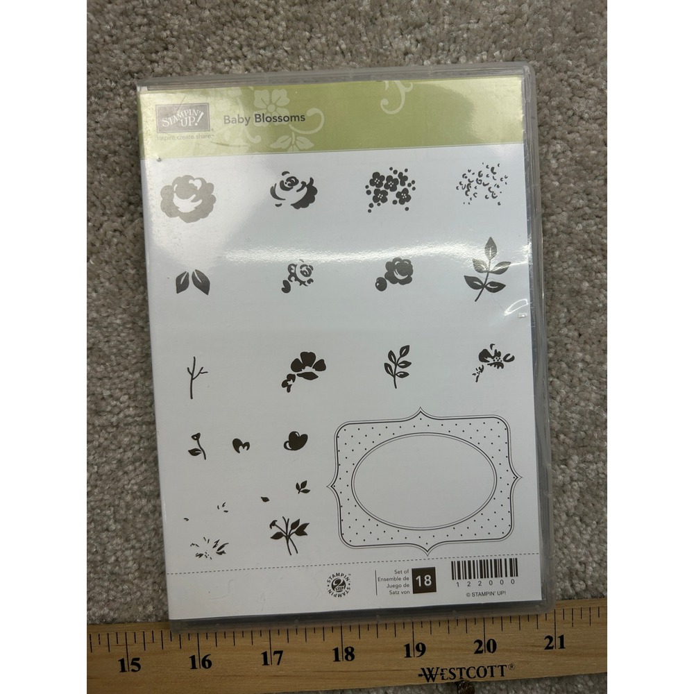 Stampin Up Baby Blossoms 122000 Clear Mount Rubber Stamp Set Floral 18pc